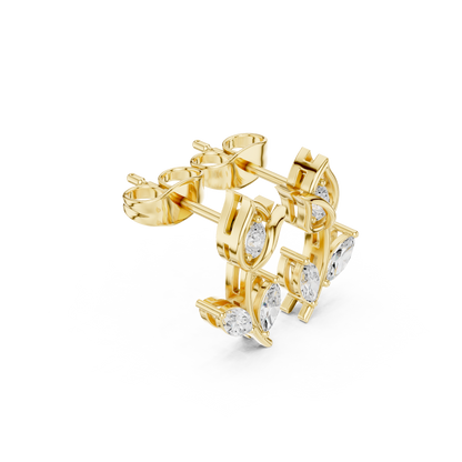 Pretty Diamond Flower Stud Earrings | Daily Wear Minimal Design |  Rare Lotus Diamond Earrings in Silver | High-End Floral Aesthetic