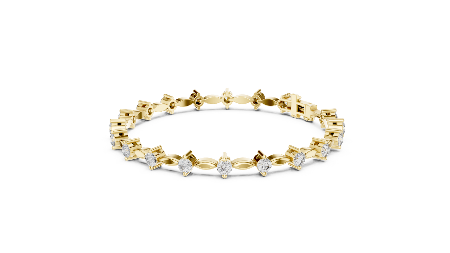 Prestige Gold Diamond Bracelet • Rare Sculpted Link Design • Collectors Edition • Trendy Bridal Jewelry