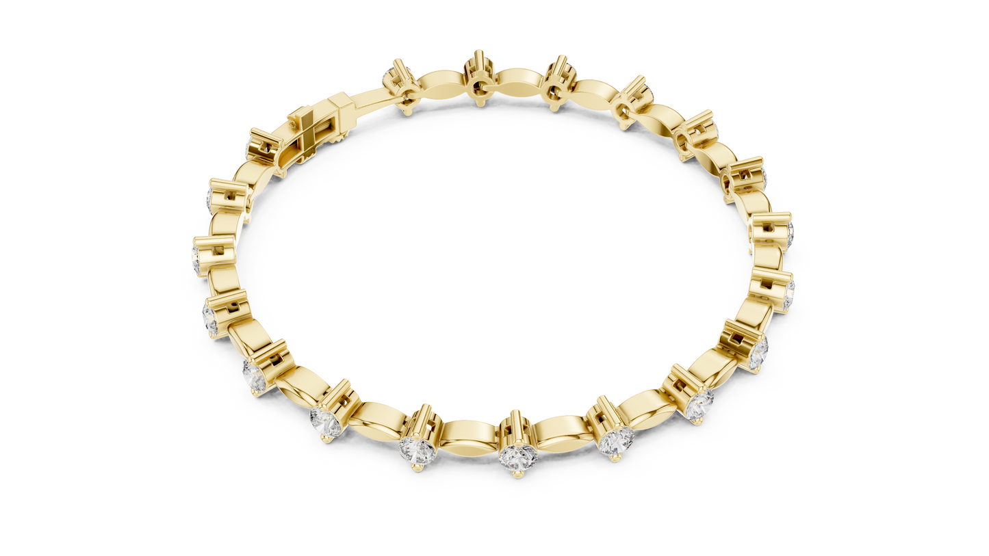 Prestige Gold Diamond Bracelet • Rare Sculpted Link Design • Collectors Edition • Trendy Bridal Jewelry