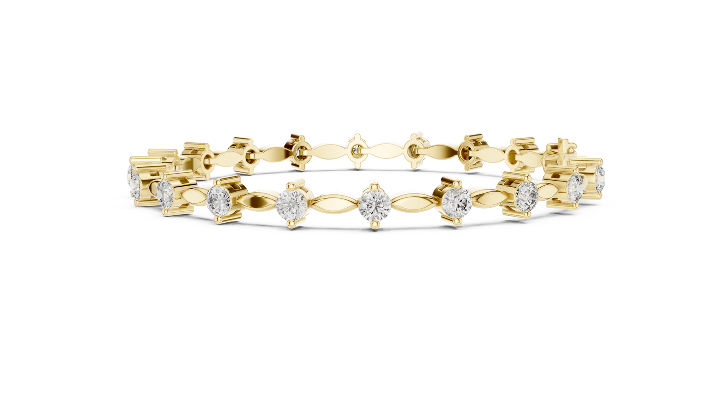 Prestige Gold Diamond Bracelet • Rare Sculpted Link Design • Collectors Edition • Trendy Bridal Jewelry