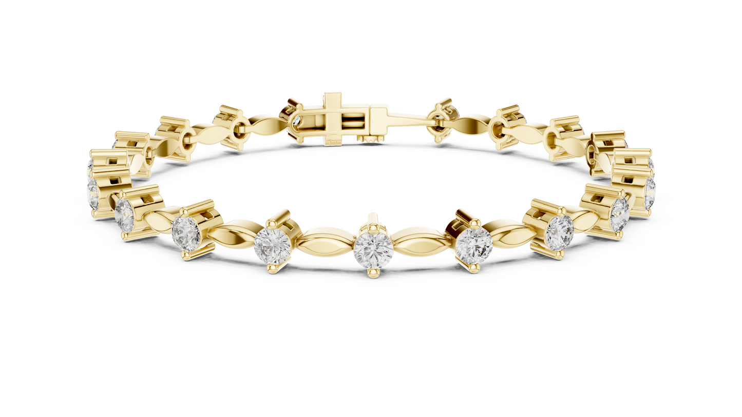 Prestige Gold Diamond Bracelet • Rare Sculpted Link Design • Collectors Edition • Trendy Bridal Jewelry