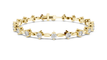 Prestige Gold Diamond Bracelet • Rare Sculpted Link Design • Collectors Edition • Trendy Bridal Jewelry