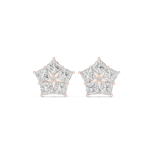 One-In-A-Million Diamond Cluster Studs – Rare Pentagon Form - Boutique Exclusive Diamond Star Cluster Stud Earrings