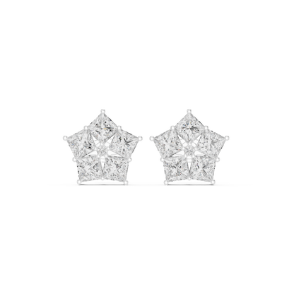 One-In-A-Million Diamond Cluster Studs – Rare Pentagon Form - Boutique Exclusive Diamond Star Cluster Stud Earrings