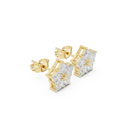 One-In-A-Million Diamond Cluster Studs – Rare Pentagon Form - Boutique Exclusive Diamond Star Cluster Stud Earrings