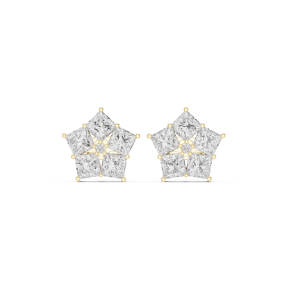 One-In-A-Million Diamond Cluster Studs – Rare Pentagon Form - Boutique Exclusive Diamond Star Cluster Stud Earrings