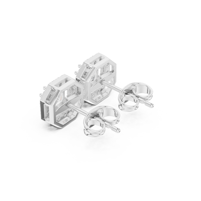 Octagon Halo Diamond Stud Earrings – Luxury Statement Look - Asscher Cut Diamond Earrings with Halo – Perfect Wedding Jewelry