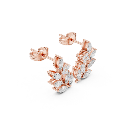 Marquise Diamond Leaf Stud Earrings – Contemporary Floral Design –  Diamond Botanical Ear Art – Limited Atelier Edition