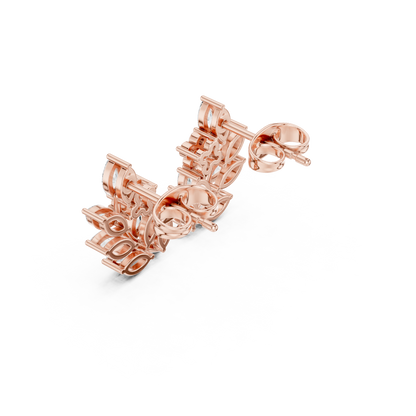 Marquise Diamond Leaf Stud Earrings – Contemporary Floral Design –  Diamond Botanical Ear Art – Limited Atelier Edition