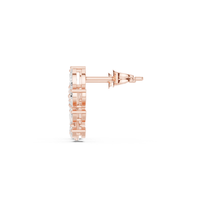 Marquise Diamond Leaf Stud Earrings – Contemporary Floral Design –  Diamond Botanical Ear Art – Limited Atelier Edition