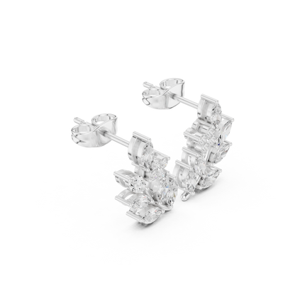 Marquise Diamond Leaf Stud Earrings – Contemporary Floral Design –  Diamond Botanical Ear Art – Limited Atelier Edition