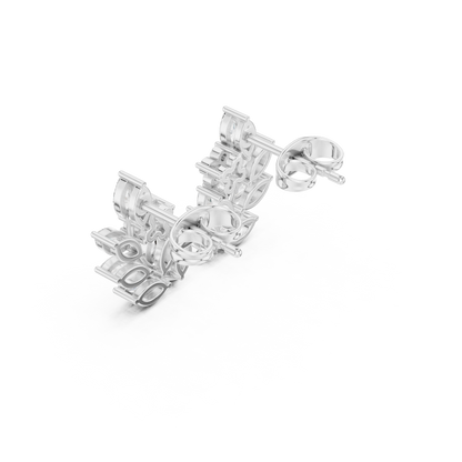 Marquise Diamond Leaf Stud Earrings – Contemporary Floral Design –  Diamond Botanical Ear Art – Limited Atelier Edition