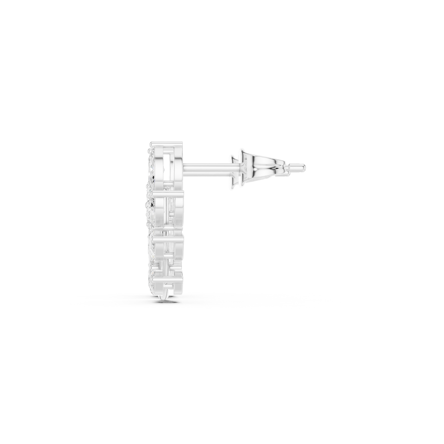 Marquise Diamond Leaf Stud Earrings – Contemporary Floral Design –  Diamond Botanical Ear Art – Limited Atelier Edition