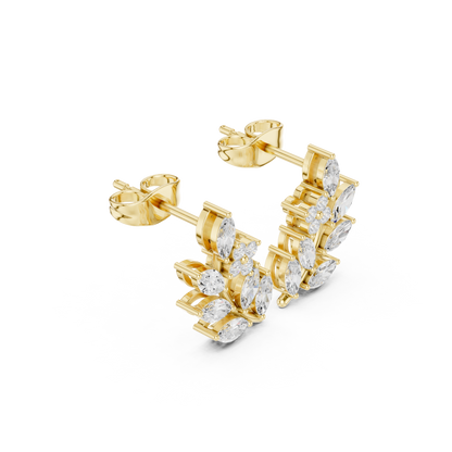 Marquise Diamond Leaf Stud Earrings – Contemporary Floral Design –  Diamond Botanical Ear Art – Limited Atelier Edition