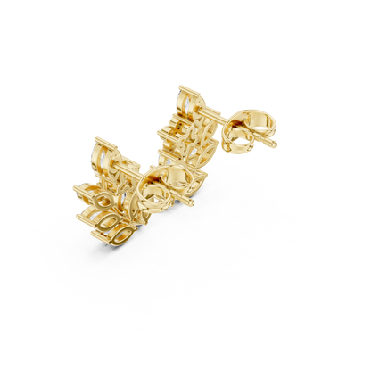 Marquise Diamond Leaf Stud Earrings – Contemporary Floral Design –  Diamond Botanical Ear Art – Limited Atelier Edition