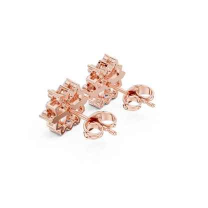 Diamond Rosette Studs in 925 Sterling Silver | Heirloom-Grade Fine Jewelry | Sculptural Diamond Petal Earrings | Private Collection Fine Jewelry