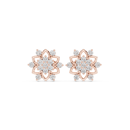 Diamond Rosette Studs in 925 Sterling Silver | Heirloom-Grade Fine Jewelry | Sculptural Diamond Petal Earrings | Private Collection Fine Jewelry