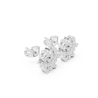 Diamond Rosette Studs in 925 Sterling Silver | Heirloom-Grade Fine Jewelry | Sculptural Diamond Petal Earrings | Private Collection Fine Jewelry