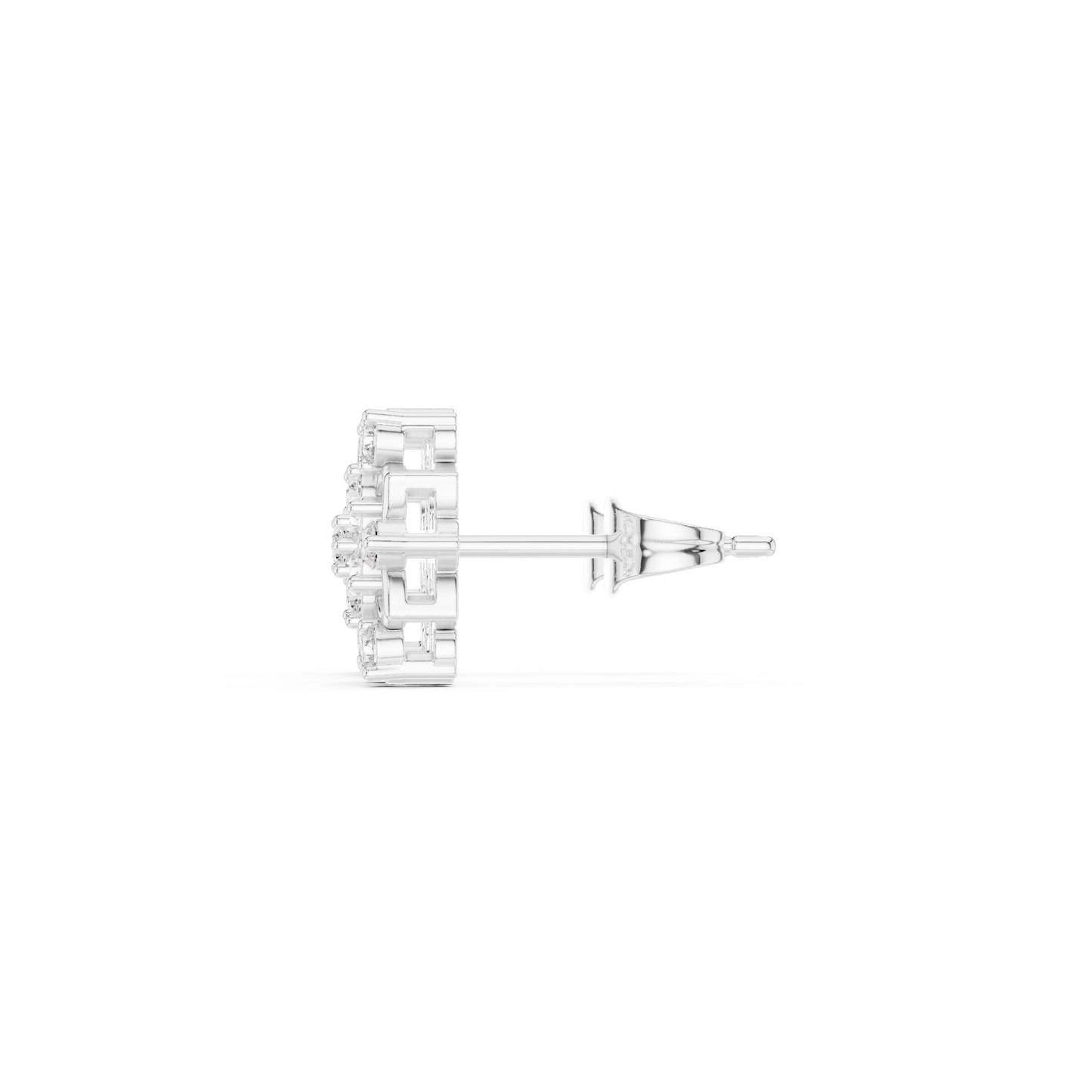 Diamond Rosette Studs in 925 Sterling Silver | Heirloom-Grade Fine Jewelry | Sculptural Diamond Petal Earrings | Private Collection Fine Jewelry