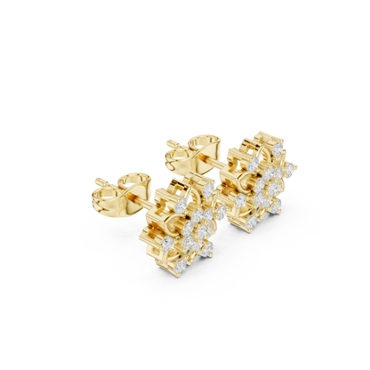 Diamond Rosette Studs in 925 Sterling Silver | Heirloom-Grade Fine Jewelry | Sculptural Diamond Petal Earrings | Private Collection Fine Jewelry