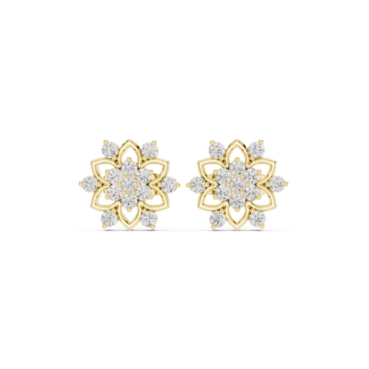 Diamond Rosette Studs in 925 Sterling Silver | Heirloom-Grade Fine Jewelry | Sculptural Diamond Petal Earrings | Private Collection Fine Jewelry