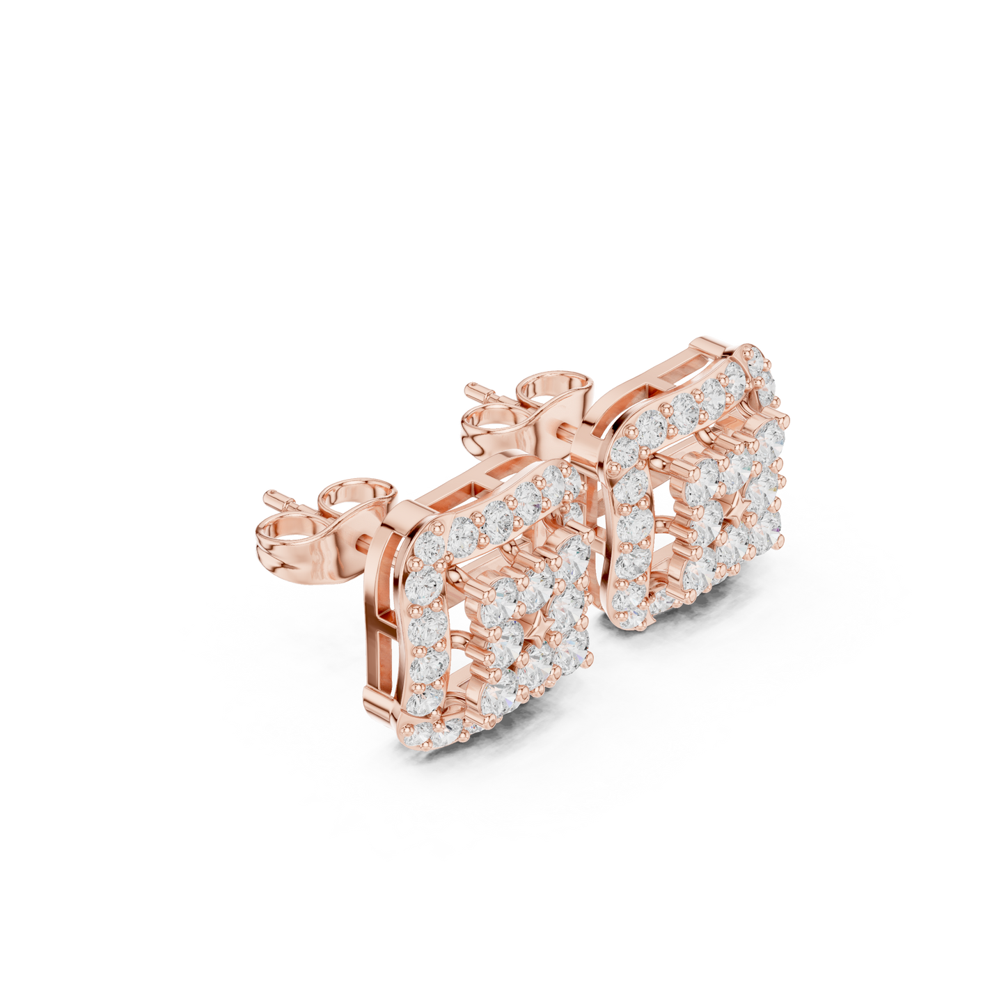 Élégance Square Halo Diamond Earrings | Atelier Silver Studs | Galerie Square Diamond Studs | Curated Halo Luxury Earrings