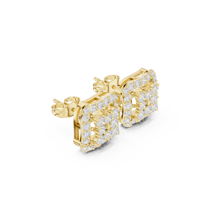 Élégance Square Halo Diamond Earrings | Atelier Silver Studs | Galerie Square Diamond Studs | Curated Halo Luxury Earrings