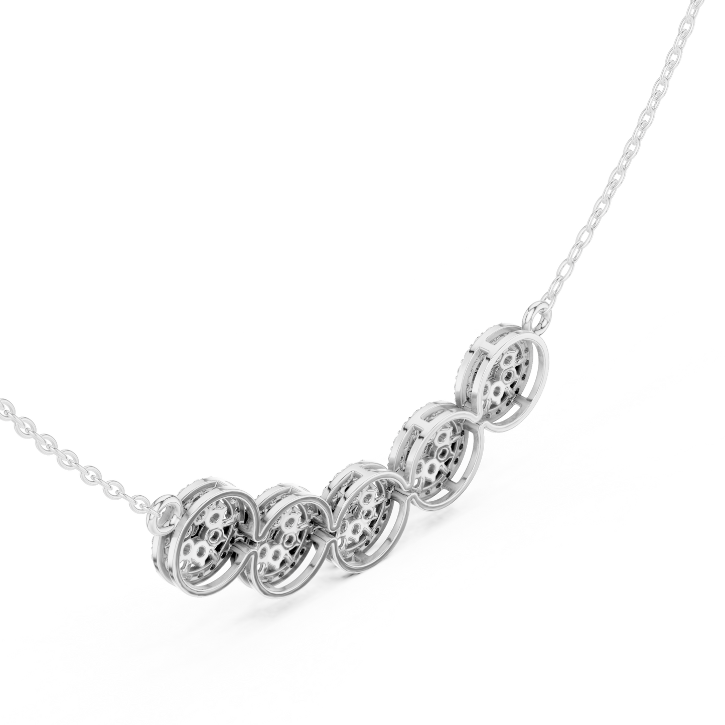Statement Diamond Mangal Sutra | Five Round Halos | Luxury Bridal Daily Wear Necklace