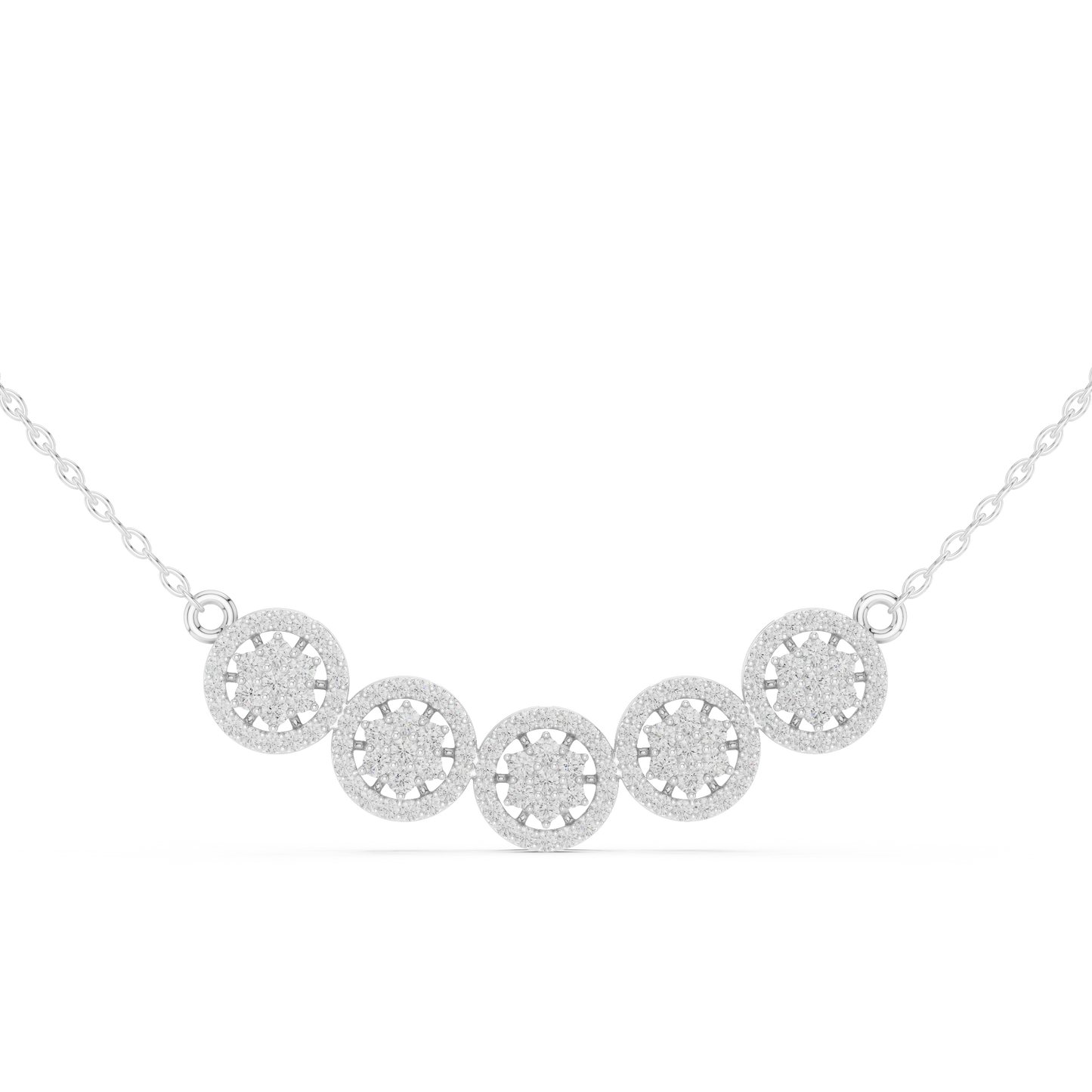 Statement Diamond Mangal Sutra | Five Round Halos | Luxury Bridal Daily Wear Necklace