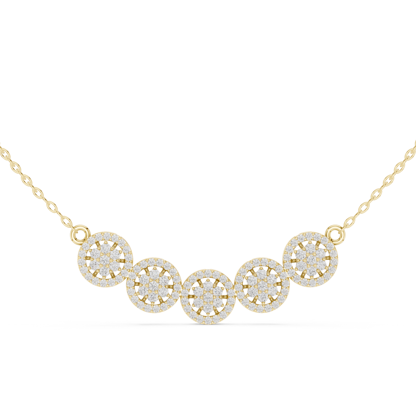 Statement Diamond Mangal Sutra | Five Round Halos | Luxury Bridal Daily Wear Necklace