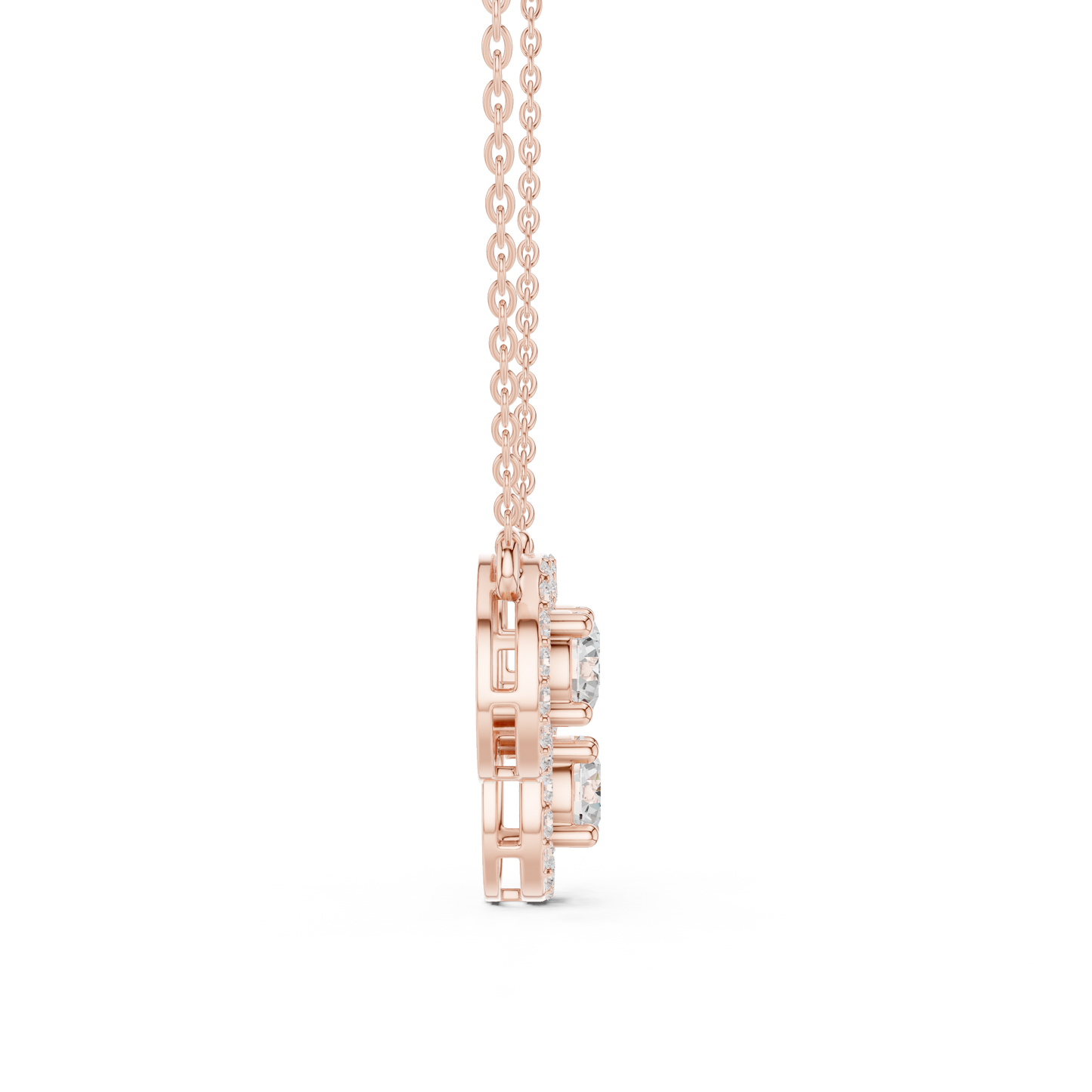 Sophisticated Triple Halo Diamond Mangal Sutra Sacred Elegance Luxury Gold Chain Modern Necklace