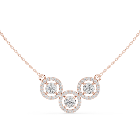 Sophisticated Triple Halo Diamond Mangal Sutra Sacred Elegance Luxury Gold Chain Modern Necklace