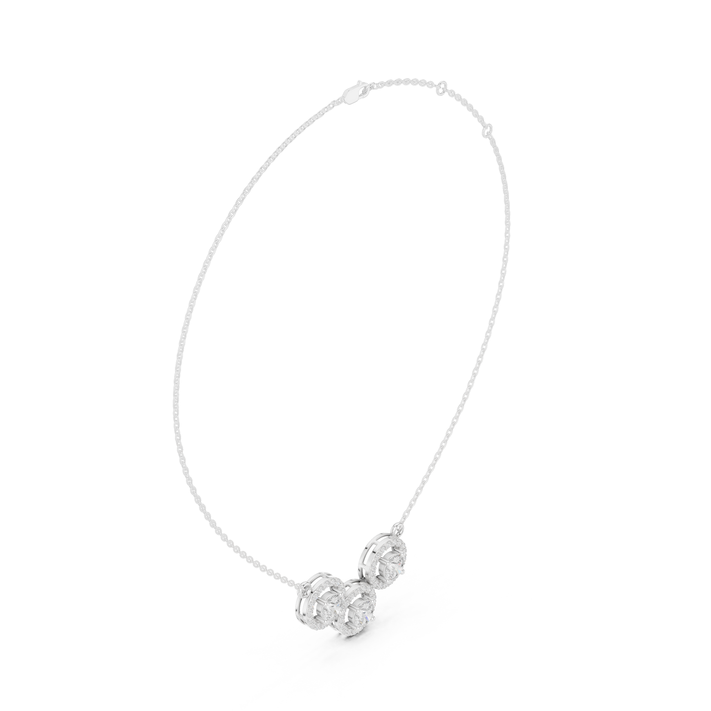 Sophisticated Triple Halo Diamond Mangal Sutra Sacred Elegance Luxury Gold Chain Modern Necklace