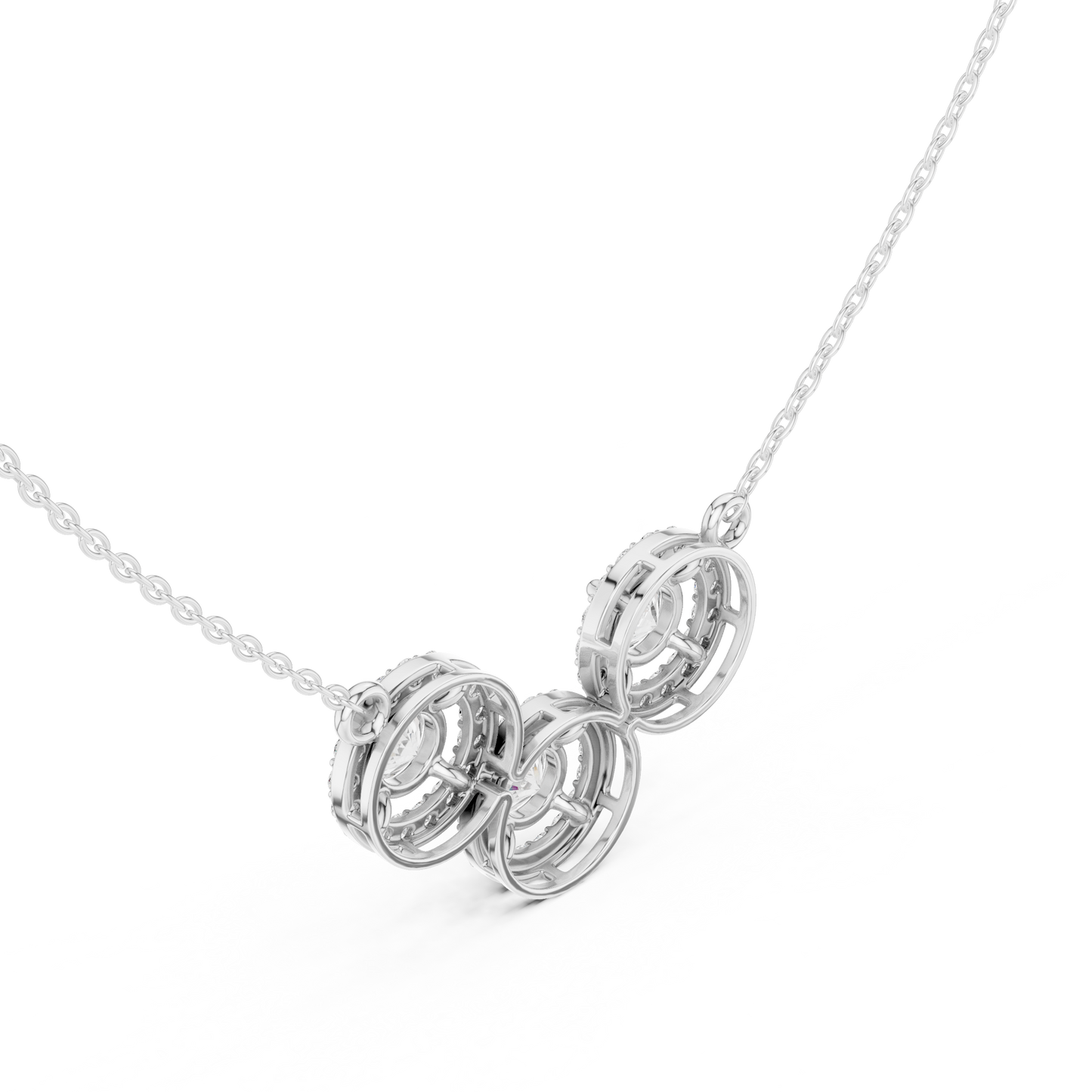 Sophisticated Triple Halo Diamond Mangal Sutra Sacred Elegance Luxury Gold Chain Modern Necklace