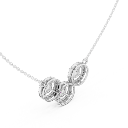 Sophisticated Triple Halo Diamond Mangal Sutra Sacred Elegance Luxury Gold Chain Modern Necklace