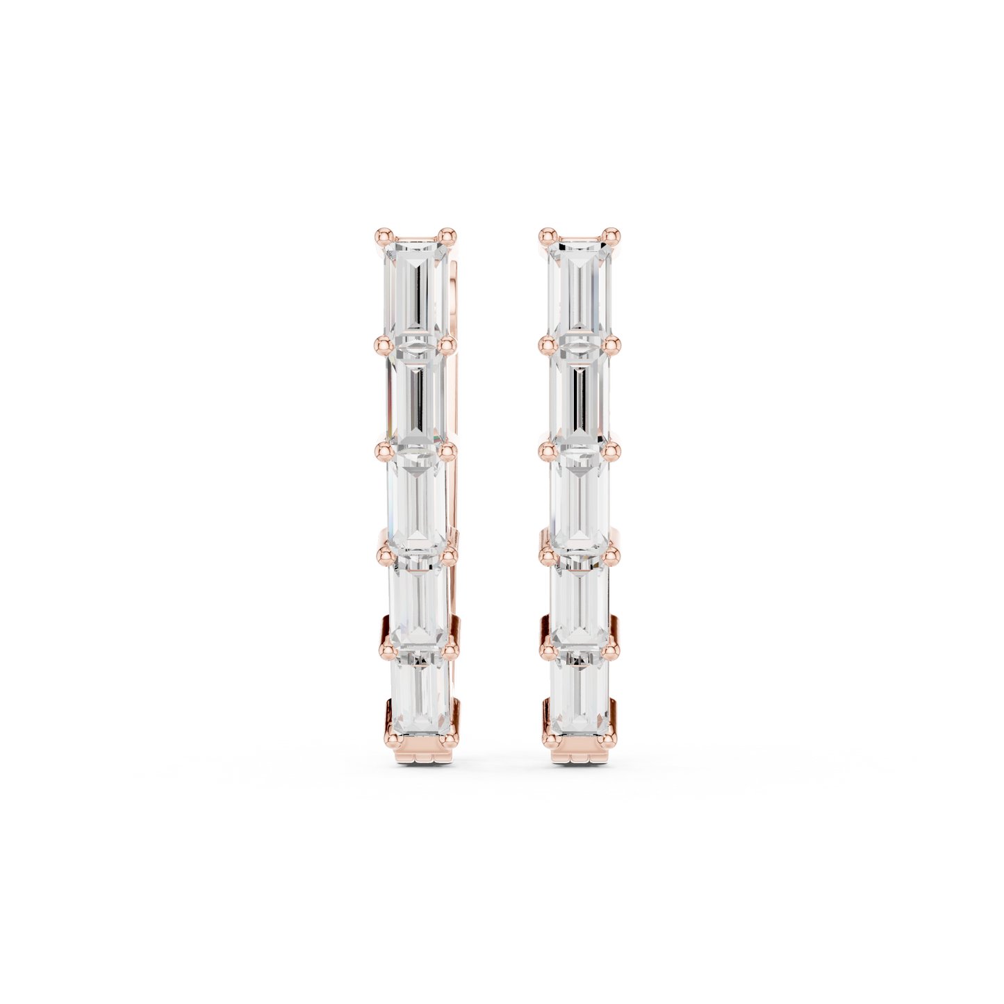 Baguette Diamond Hoop Earrings for Women | Luxury Gold Fine Jewelry | 14K Gold Baguette Diamond Earrings | Chic Contemporary Hoop Style