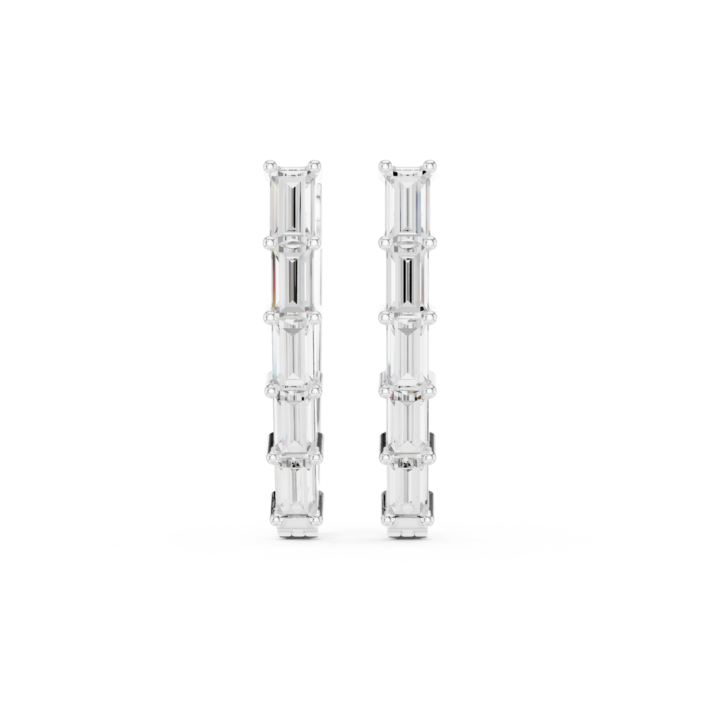 Baguette Diamond Hoop Earrings for Women | Luxury Gold Fine Jewelry | 14K Gold Baguette Diamond Earrings | Chic Contemporary Hoop Style