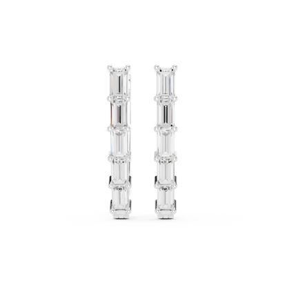 Baguette Diamond Hoop Earrings for Women | Luxury Gold Fine Jewelry | 14K Gold Baguette Diamond Earrings | Chic Contemporary Hoop Style