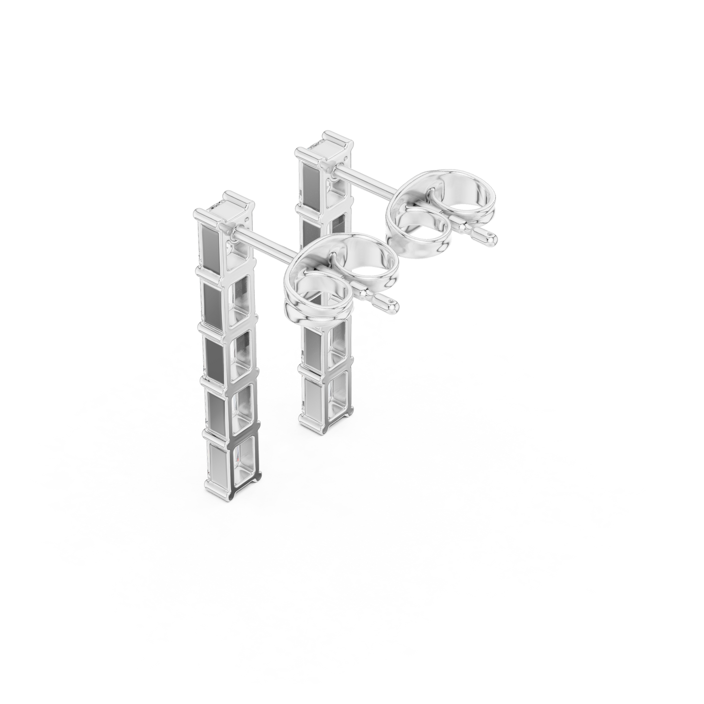 Emerald Diamond Structure Drops | Ultra-Refined Fine Jewelry | Slim Baguette Diamond Drop Earrings | Clean Modern Gold Jewelry