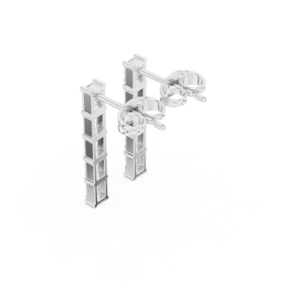 Emerald Diamond Structure Drops | Ultra-Refined Fine Jewelry | Slim Baguette Diamond Drop Earrings | Clean Modern Gold Jewelry