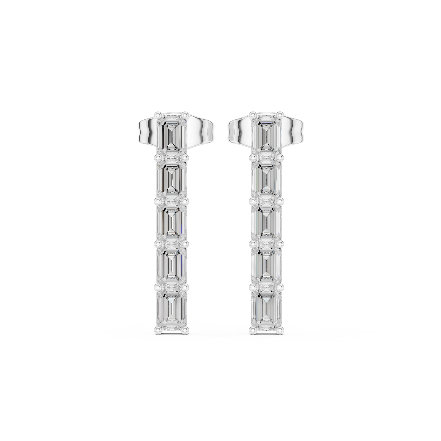 Emerald Diamond Structure Drops | Ultra-Refined Fine Jewelry | Slim Baguette Diamond Drop Earrings | Clean Modern Gold Jewelry