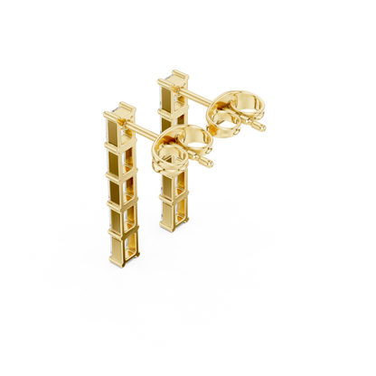 Emerald Diamond Structure Drops | Ultra-Refined Fine Jewelry | Slim Baguette Diamond Drop Earrings | Clean Modern Gold Jewelry