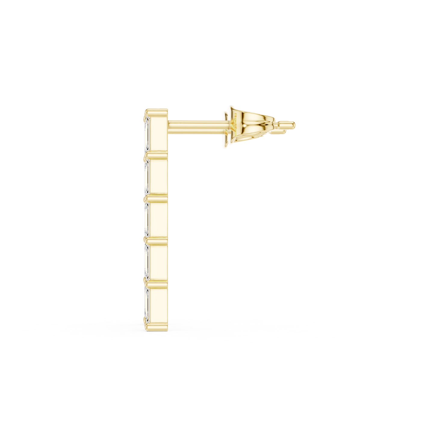 Emerald Diamond Structure Drops | Ultra-Refined Fine Jewelry | Slim Baguette Diamond Drop Earrings | Clean Modern Gold Jewelry