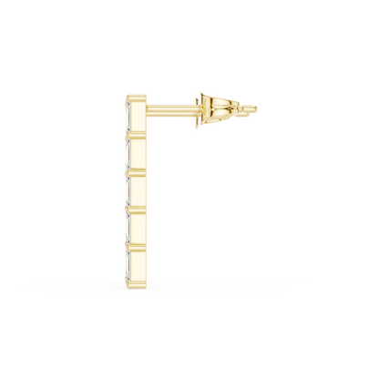 Emerald Diamond Structure Drops | Ultra-Refined Fine Jewelry | Slim Baguette Diamond Drop Earrings | Clean Modern Gold Jewelry