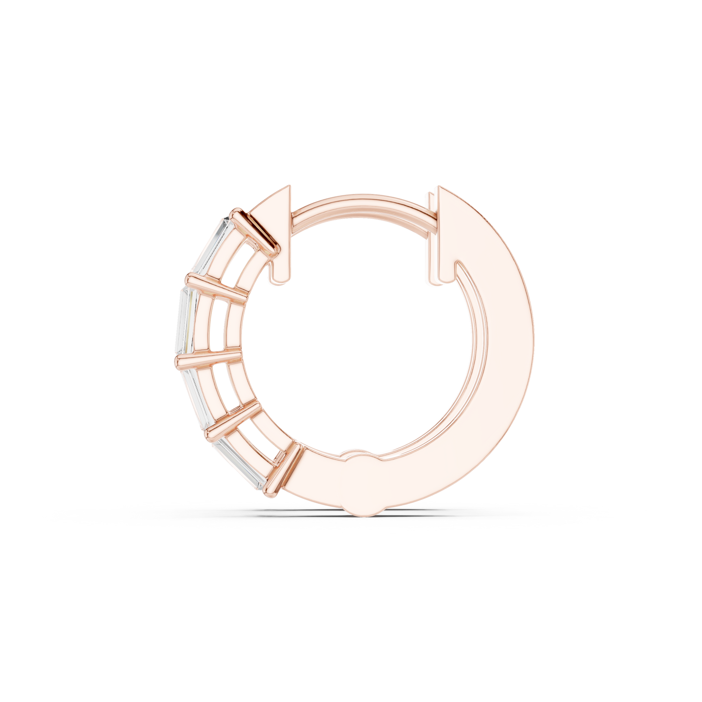 Quiet-Luxury Baguette Diamond Hoops in High Polish Silver - Precision-Set Baguette Diamond Hoop Earrings - Elevated Minimal Baguette Diamond Hoops