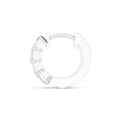 Quiet-Luxury Baguette Diamond Hoops in High Polish Silver - Precision-Set Baguette Diamond Hoop Earrings - Elevated Minimal Baguette Diamond Hoops