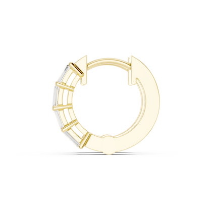 Quiet-Luxury Baguette Diamond Hoops in High Polish Silver - Precision-Set Baguette Diamond Hoop Earrings - Elevated Minimal Baguette Diamond Hoops