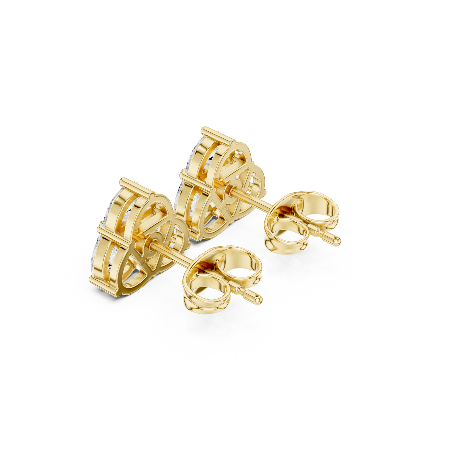 Trillion Cut Diamond Stud Earrings – Premium Gold Jewelry Online - Triangle Diamond Studs in Yellow Gold – Modern Classic Earrings