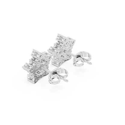 Delicate Diamond Flower Stud Earrings in Silver Gold Plated - Classic Diamond Floral Earrings – Timeless Beauty - Ultra Luxury Diamond Flower Stud Earrings – Fine Jewelry