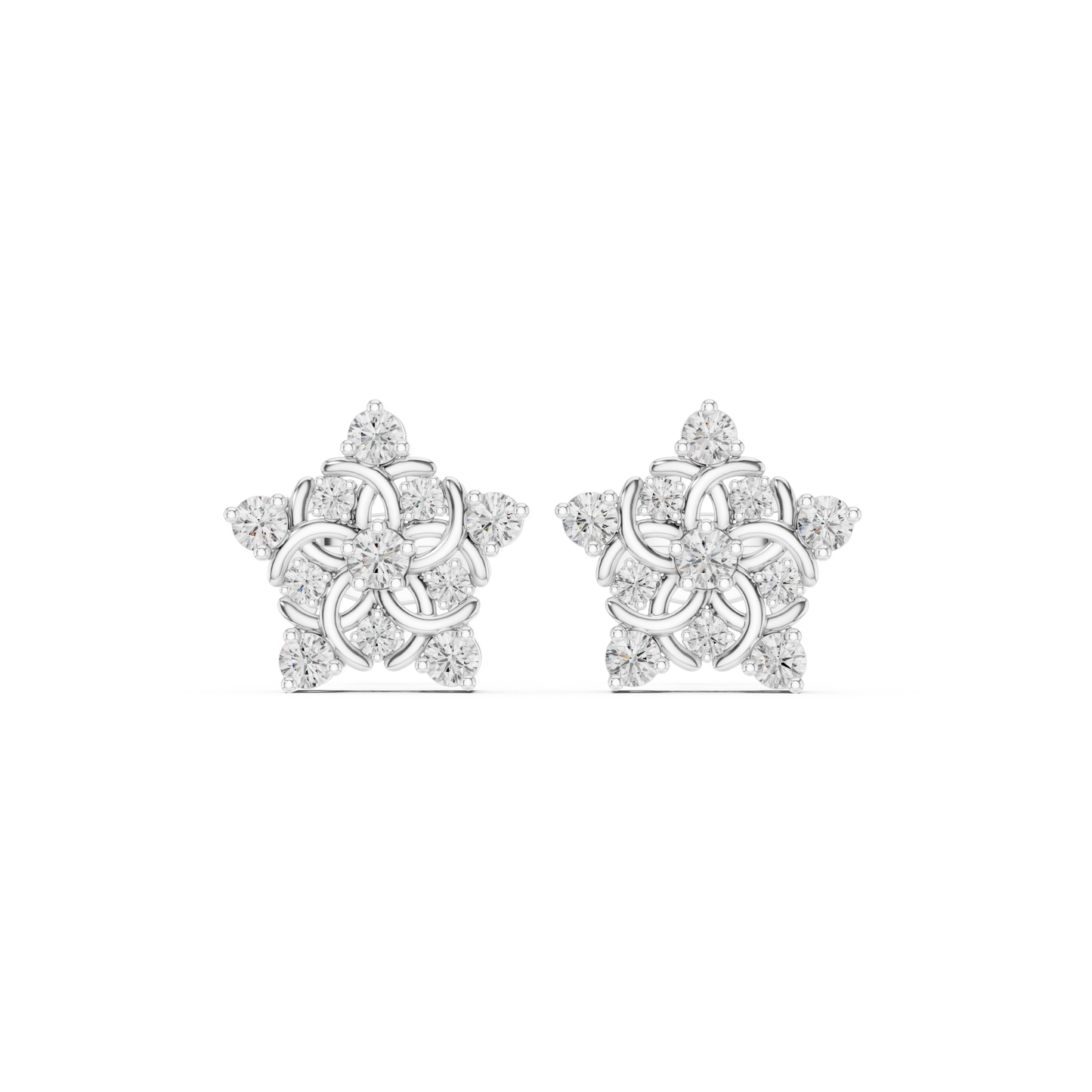 Delicate Diamond Flower Stud Earrings in Silver Gold Plated - Classic Diamond Floral Earrings – Timeless Beauty - Ultra Luxury Diamond Flower Stud Earrings – Fine Jewelry
